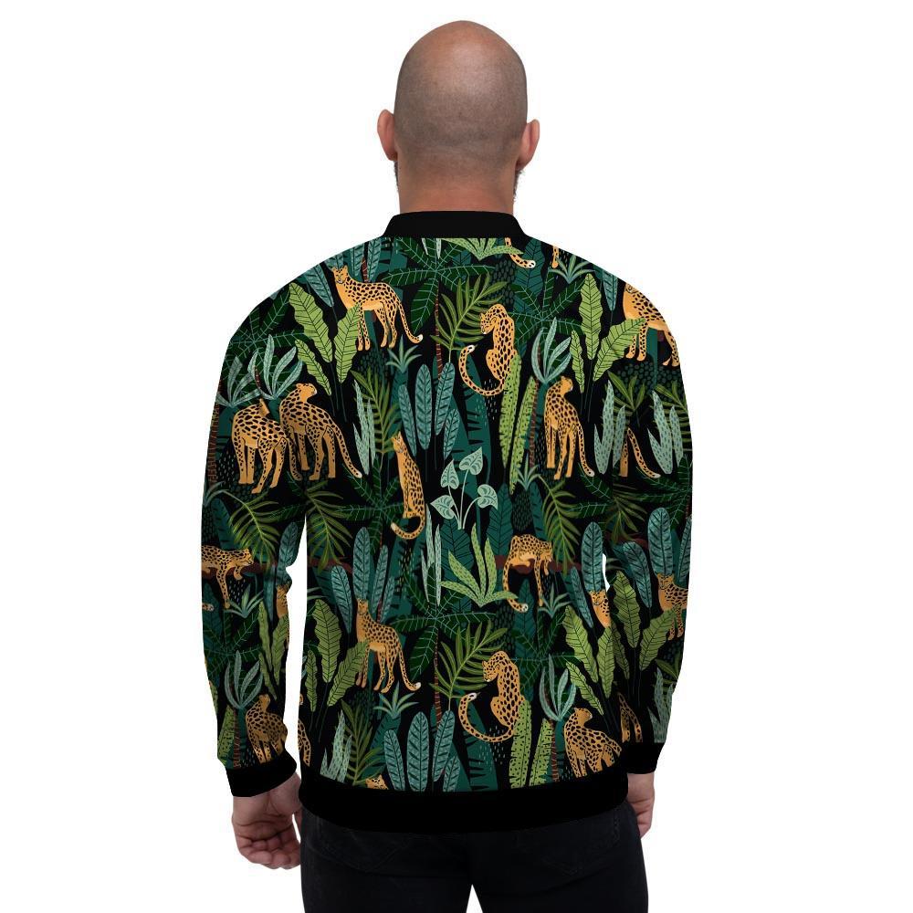 Tropical Leopard Hawaiian Print Men's Bomber Jacket-grizzshop