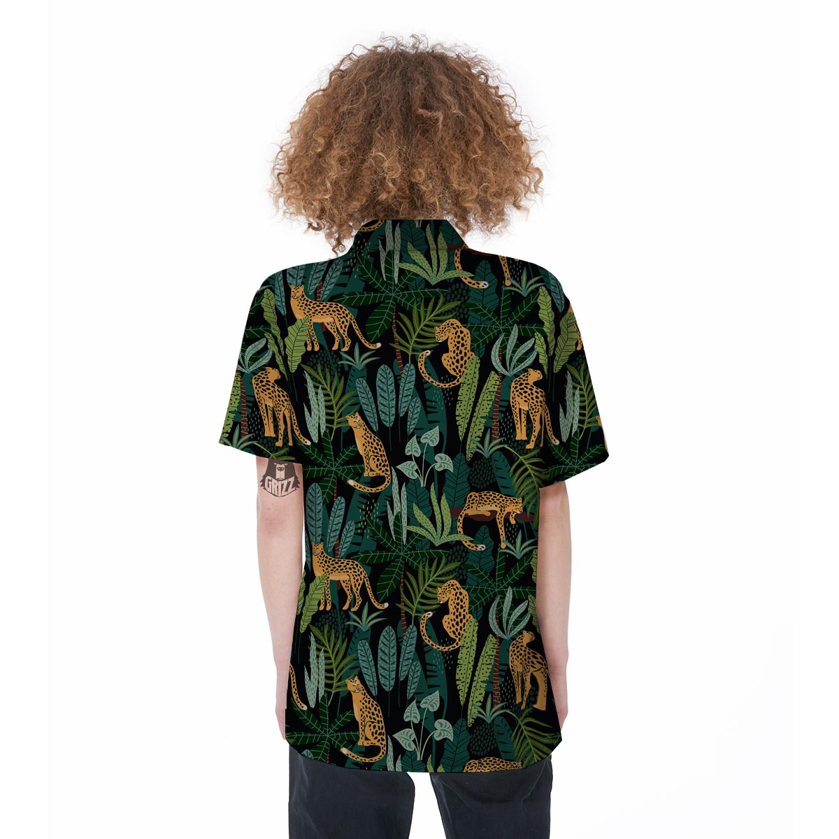 Tropical Leopard Hawaiian Print Women's Short Sleeve Shirts-grizzshop