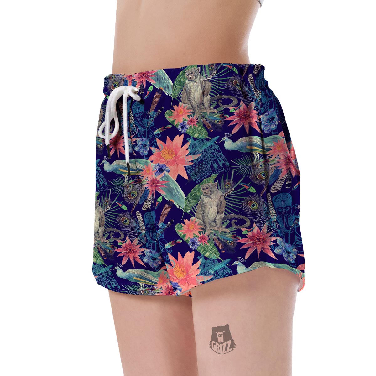 Tropical Monkey Print Pattern Women's Shorts-grizzshop