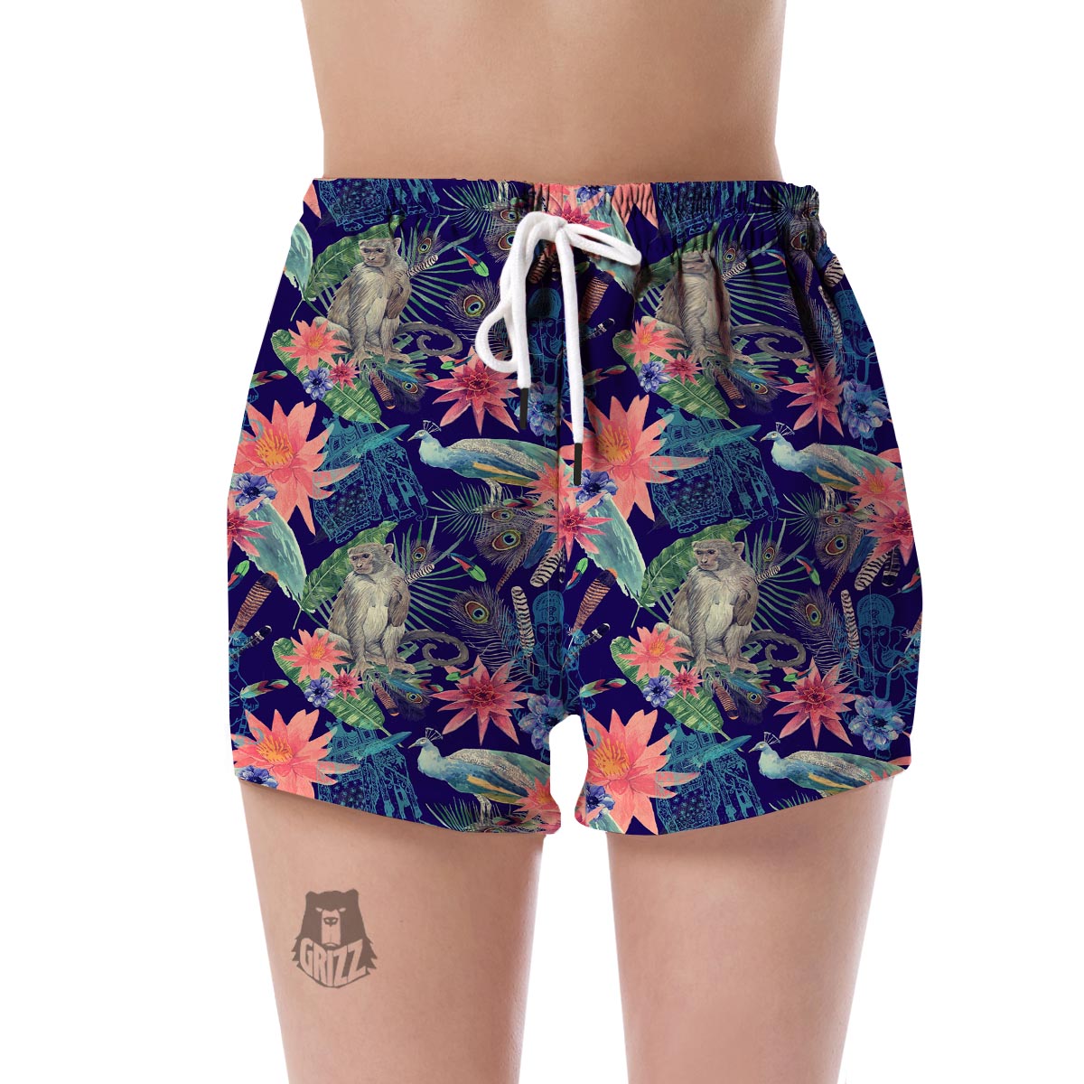 Tropical Monkey Print Pattern Women's Shorts-grizzshop