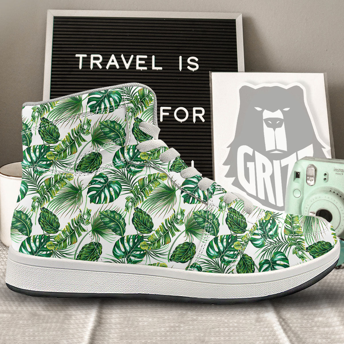 Tropical Palm Hawaiian Print Pattern High Top Sneakers-grizzshop