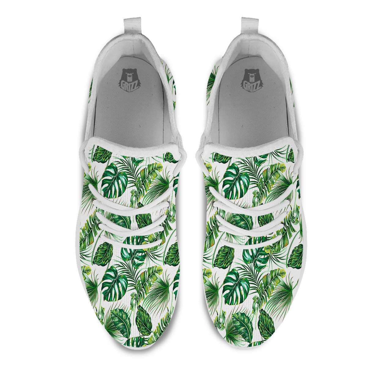 Tropical Palm Hawaiian Print Pattern White Athletic Shoes-grizzshop