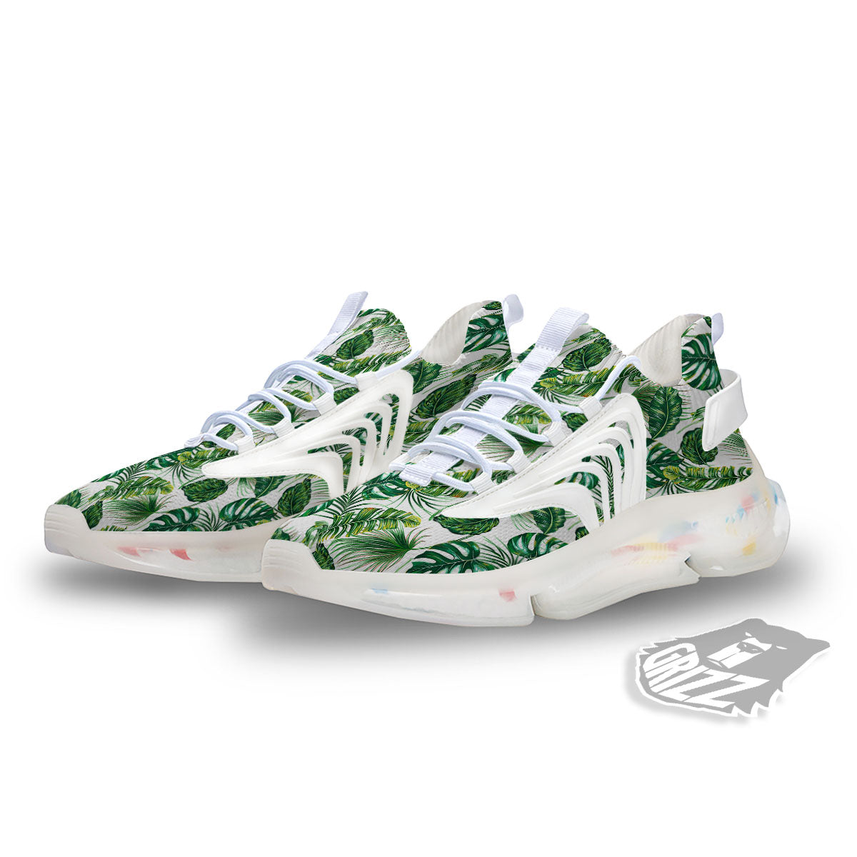 Tropical Palm Hawaiian Print Pattern White Gym Shoes-grizzshop