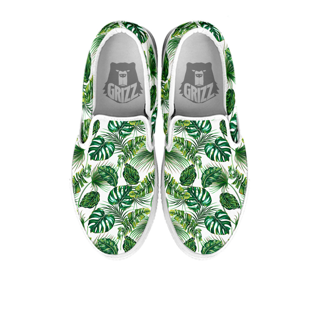 Tropical Palm Hawaiian Print Pattern White Slip On Shoes-grizzshop
