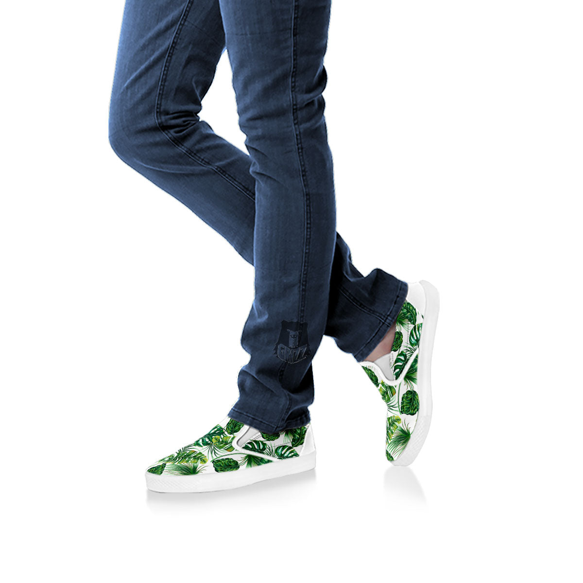 Tropical Palm Hawaiian Print Pattern White Slip On Shoes-grizzshop
