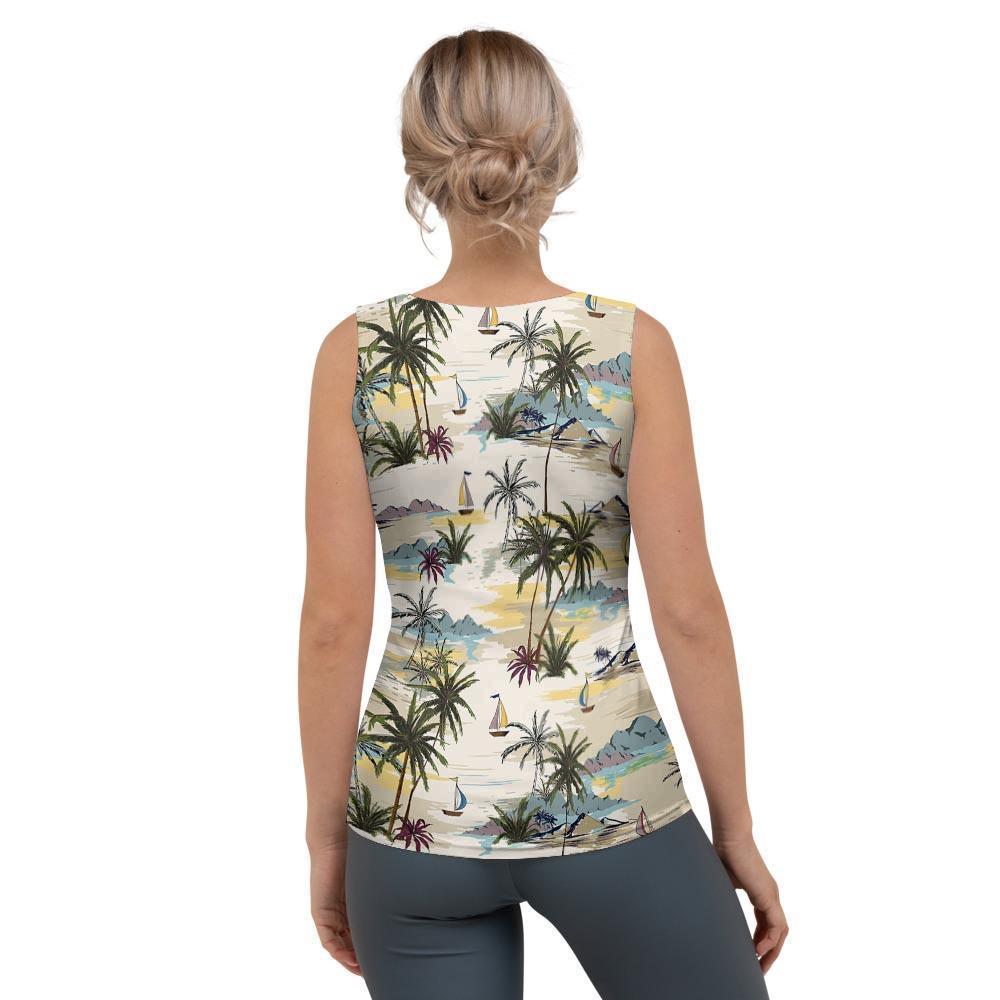 Tropical Palm Lead Island Print Women's Tank Top-grizzshop