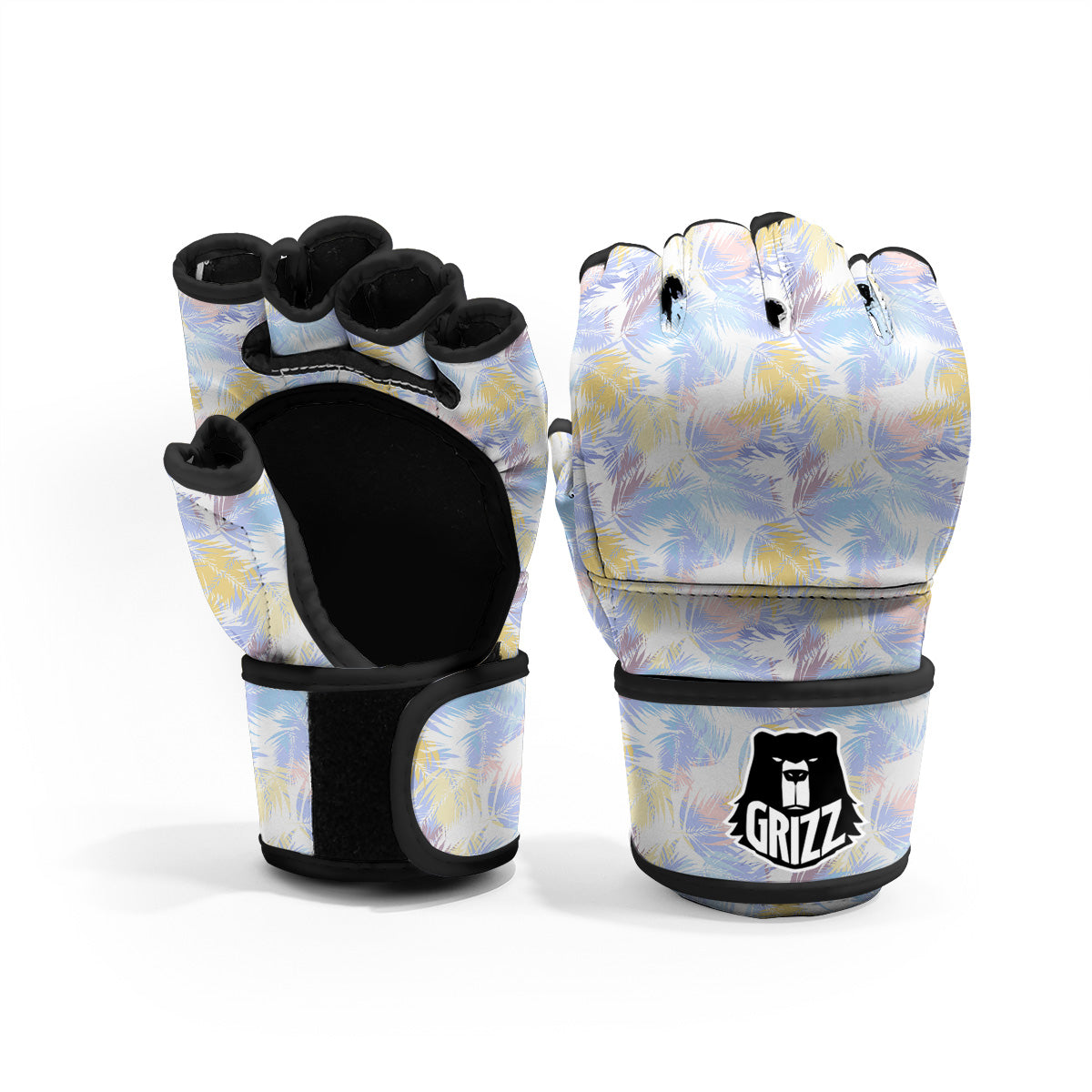 Tropical Palm Leaf Pastel Print Pattern MMA Gloves-grizzshop