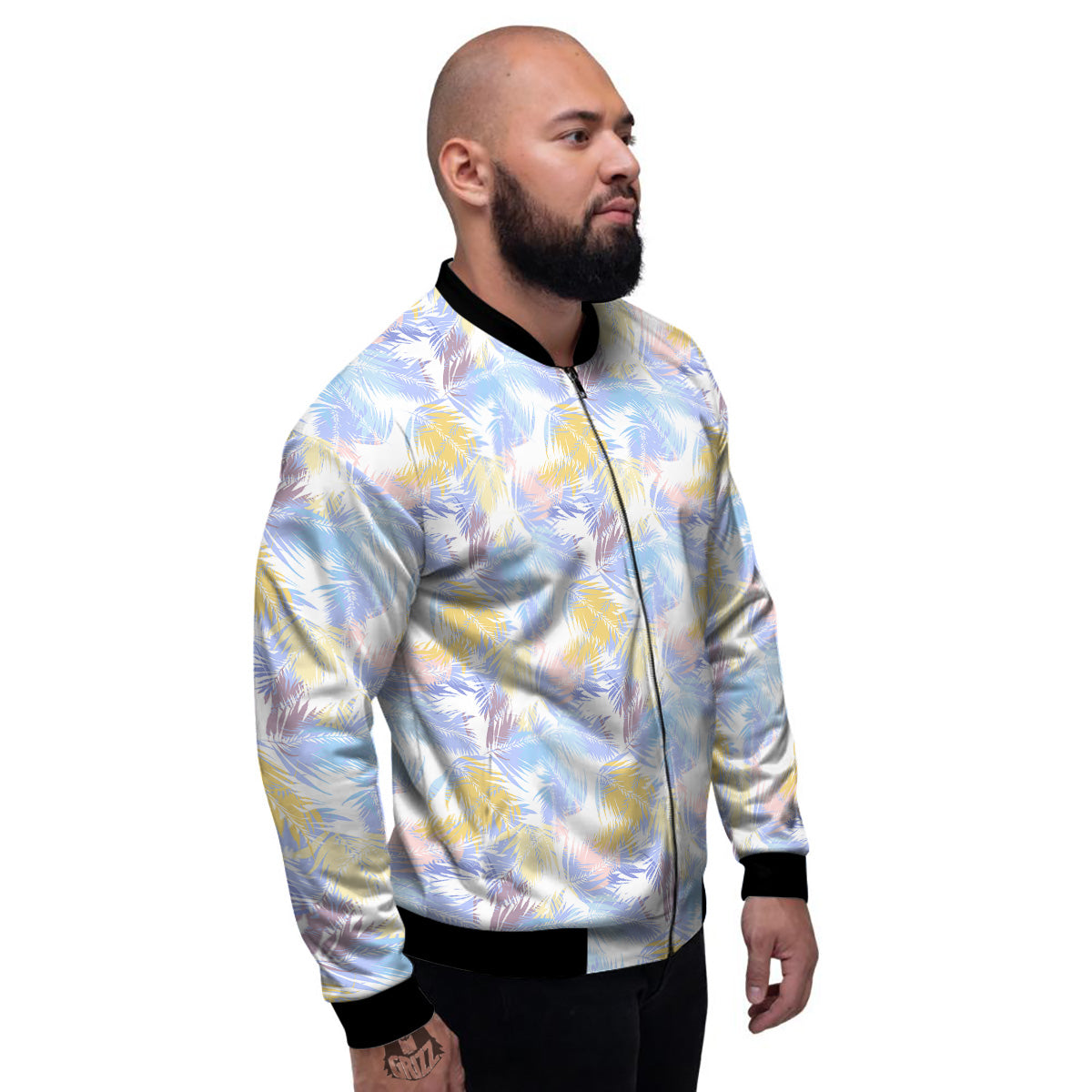 Tropical Palm Leaf Pastel Print Pattern Men's Bomber Jacket-grizzshop