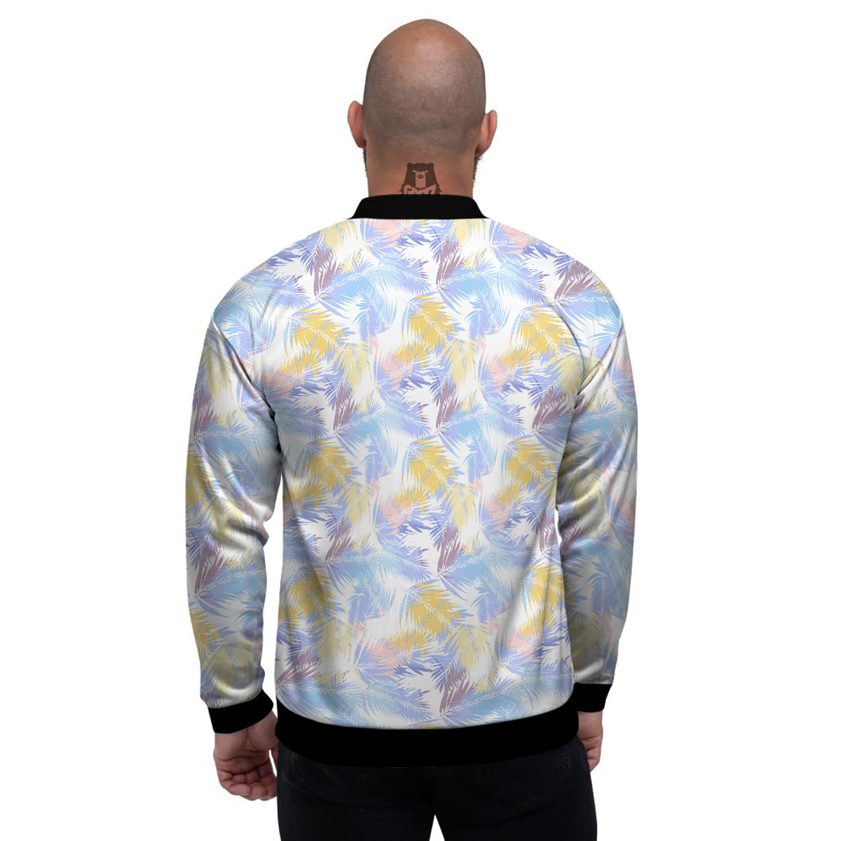 Tropical Palm Leaf Pastel Print Pattern Men's Bomber Jacket-grizzshop