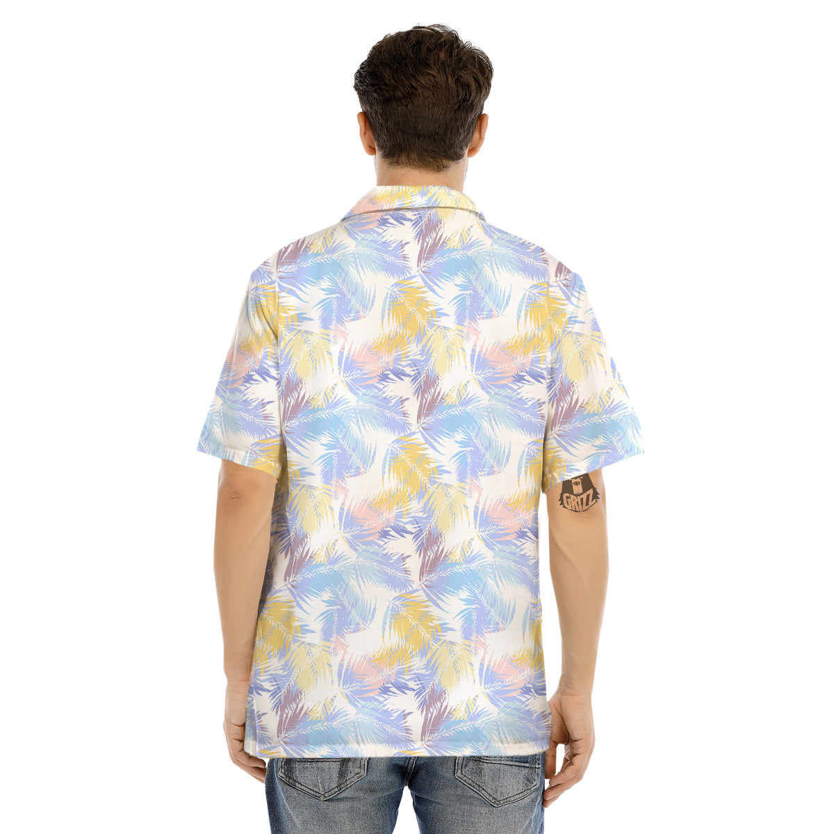 Tropical Palm Leaf Pastel Print Pattern Men's Hawaiian Shirt-grizzshop