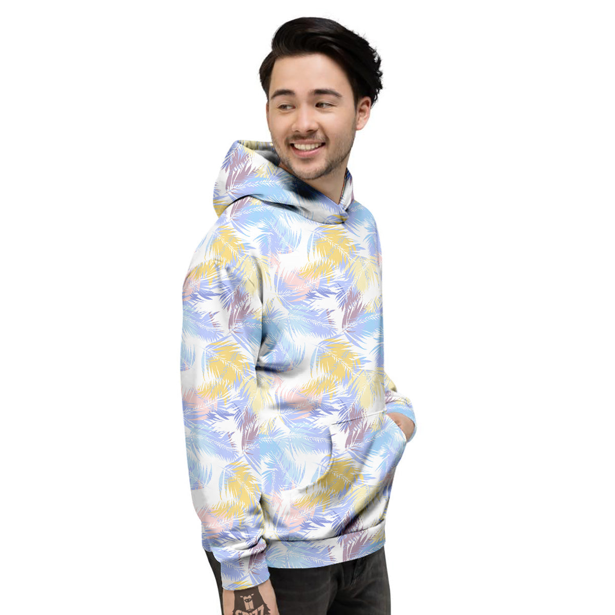 Tropical Palm Leaf Pastel Print Pattern Men's Hoodie-grizzshop