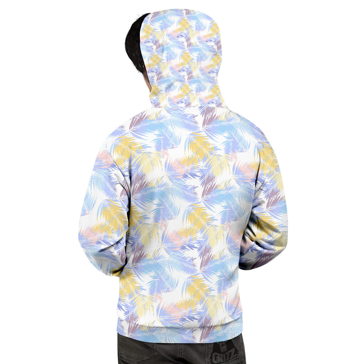 Tropical Palm Leaf Pastel Print Pattern Men's Hoodie-grizzshop