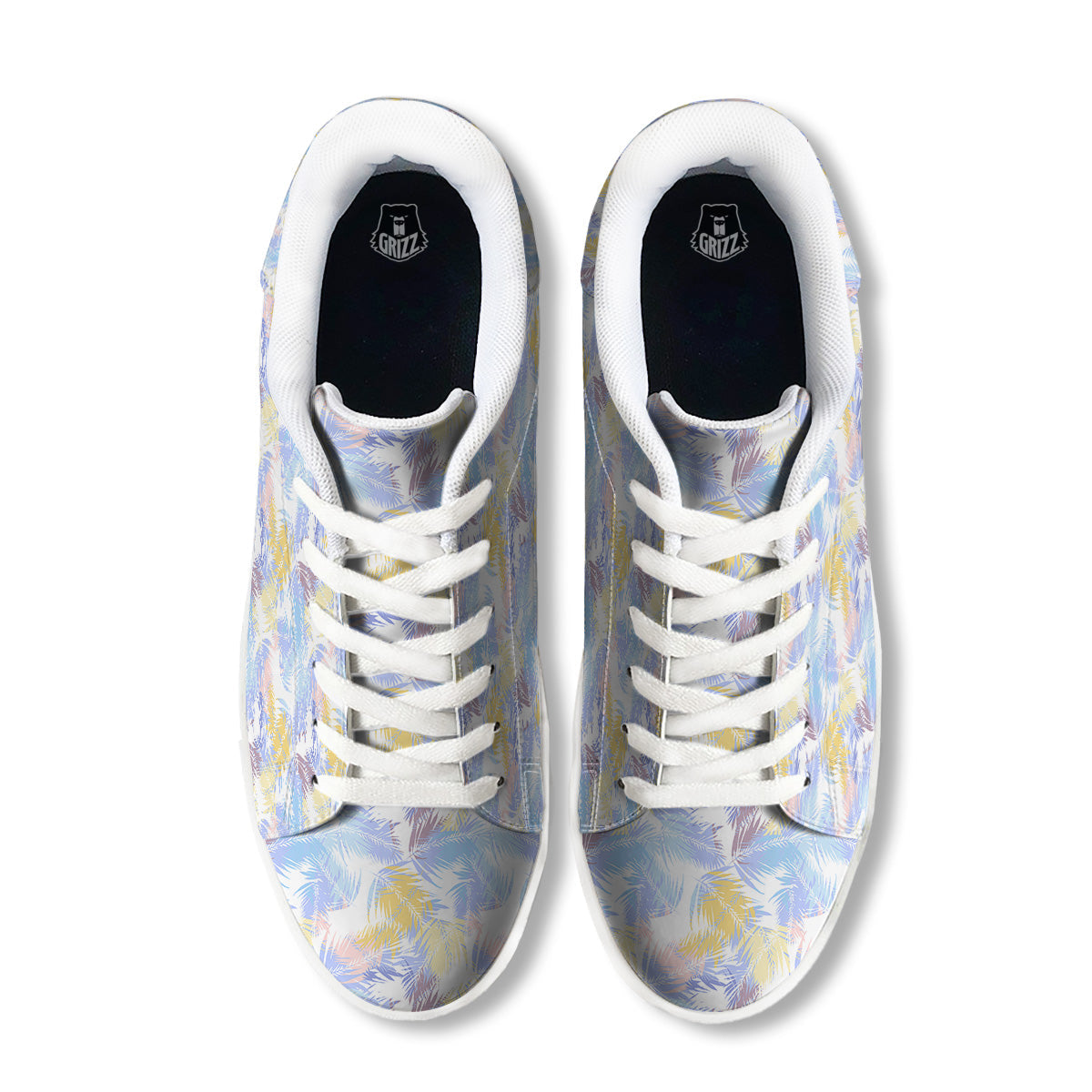 Tropical Palm Leaf Pastel Print Pattern White Low Top Sneakers-grizzshop