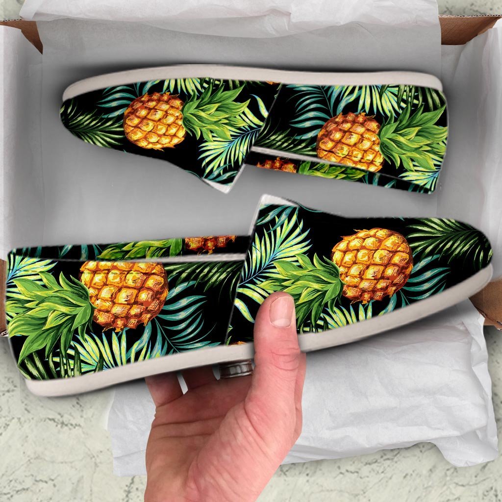 Tropical Palm Leaf Pineapple Print Canvas Shoes-grizzshop