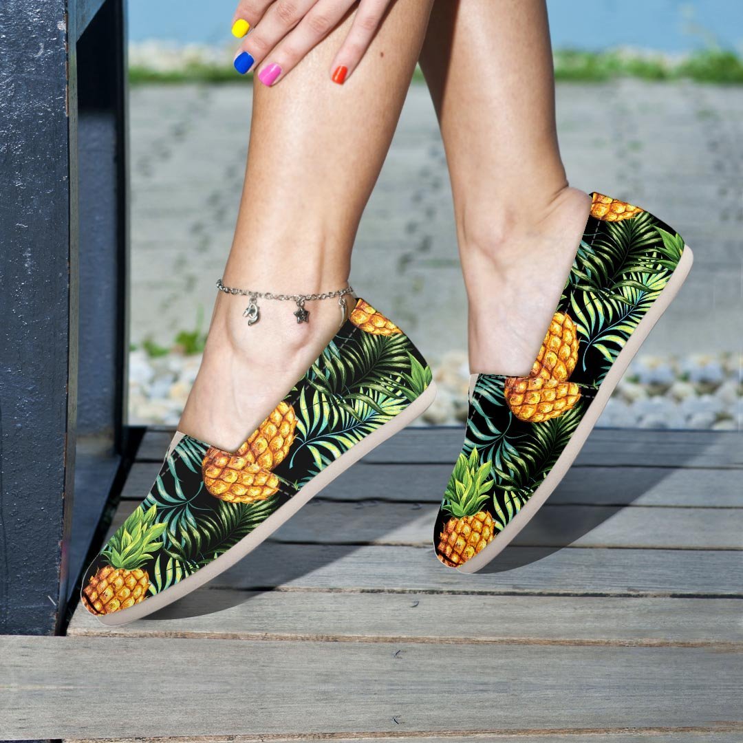 Tropical Palm Leaf Pineapple Print Canvas Shoes-grizzshop