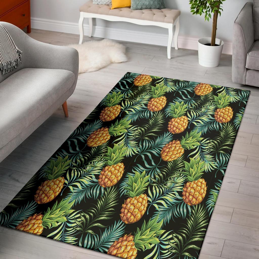 Tropical Palm Leaf Pineapple Print Floor Mat-grizzshop
