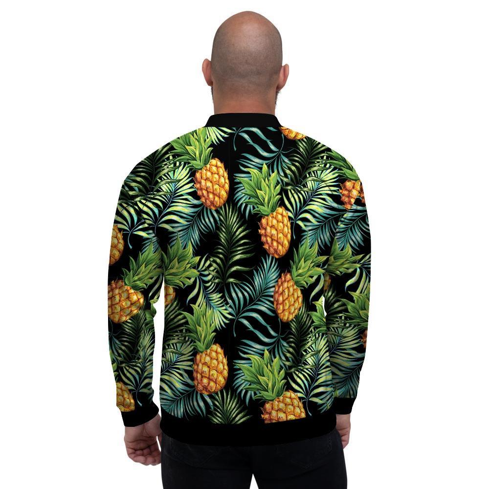 Tropical Palm Leaf Pineapple Print Men's Bomber Jacket-grizzshop