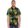 Tropical Palm Leaf Pineapple Print Men's Short Sleeve Shirt-grizzshop