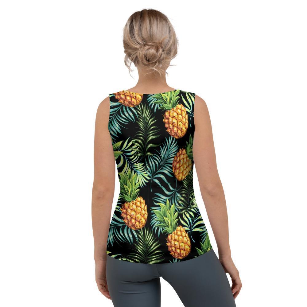 Tropical Palm Leaf Pineapple Print Women's Tank Top-grizzshop