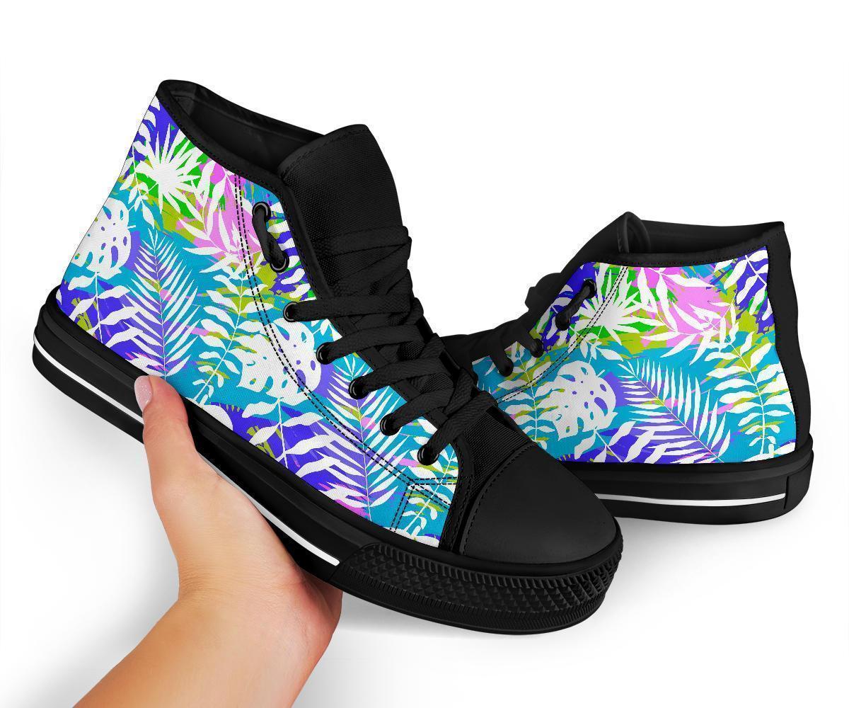 Tropical Palm Leaves Hawaiian Pattern Print Men Women's High Top Shoes-grizzshop