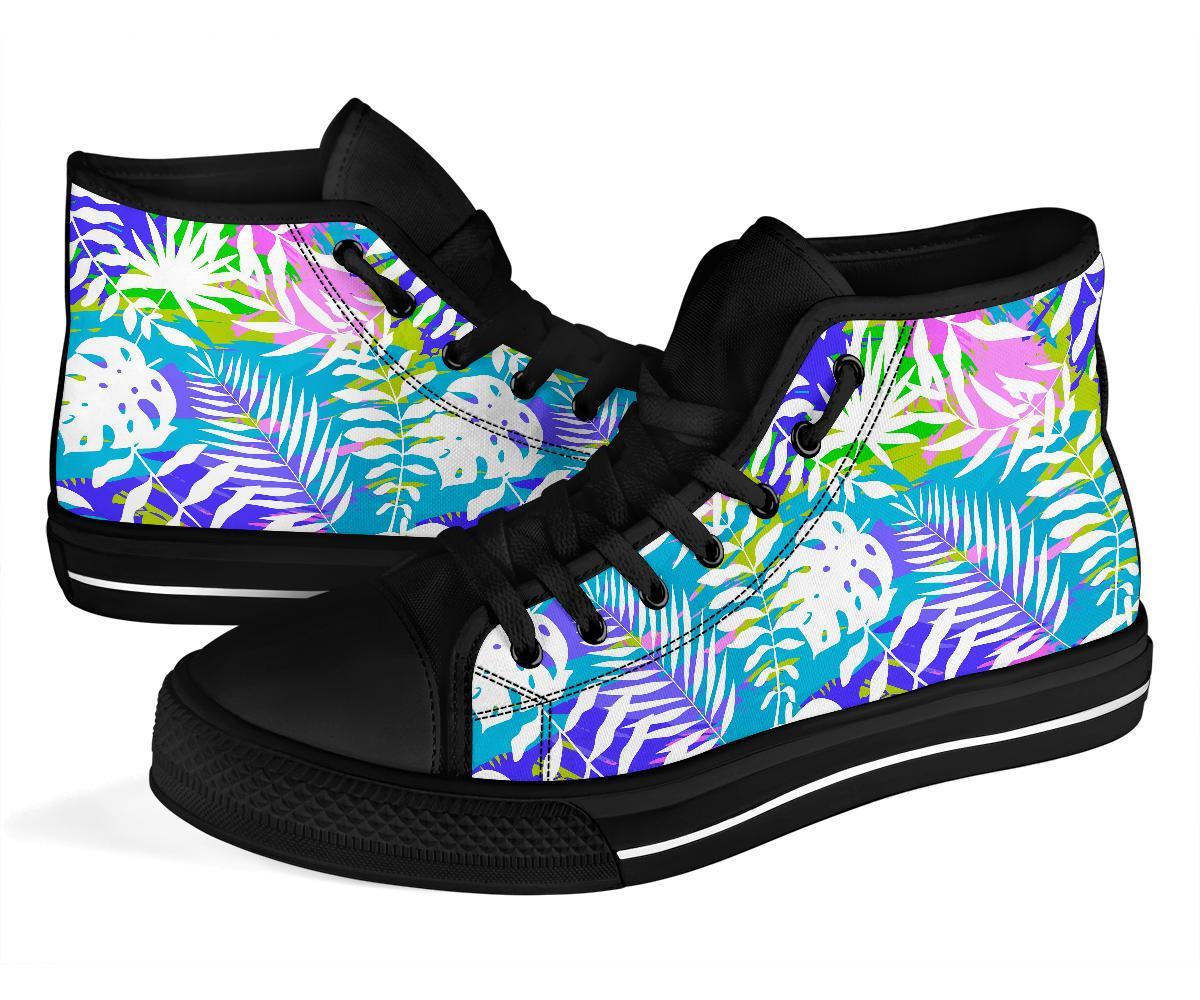 Tropical Palm Leaves Hawaiian Pattern Print Men Women's High Top Shoes-grizzshop