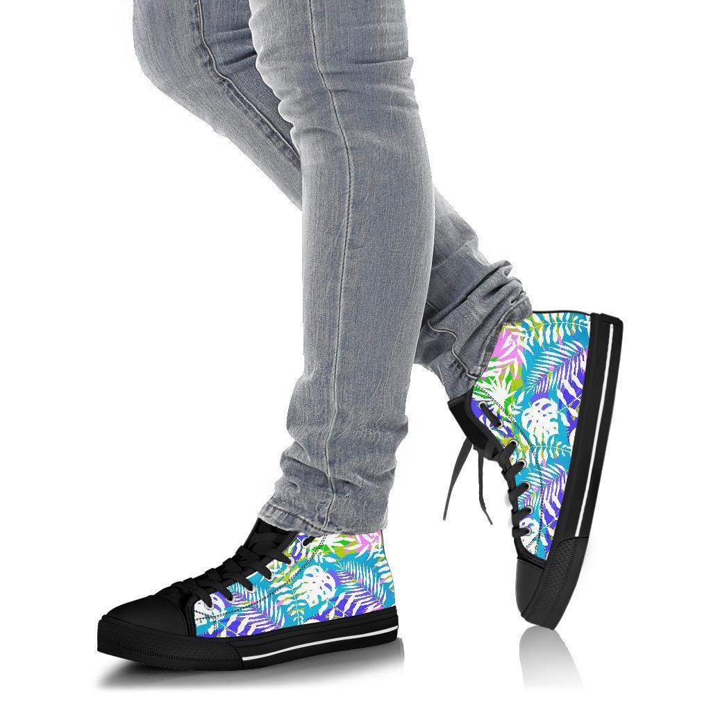 Tropical Palm Leaves Hawaiian Pattern Print Men Women's High Top Shoes-grizzshop