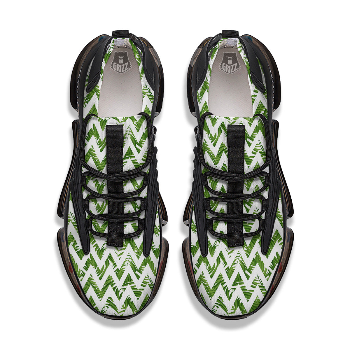Tropical Palm Leaves Tropical Zigzag Print Pattern Black Gym Shoes-grizzshop