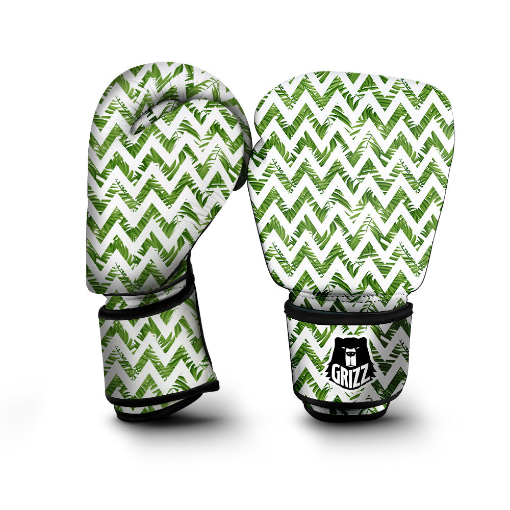 Tropical Palm Leaves Tropical Zigzag Print Pattern Boxing Gloves-grizzshop