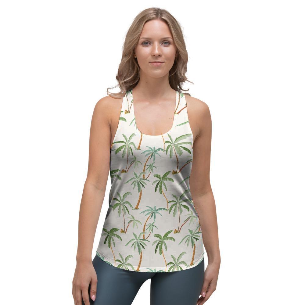 Tropical Palm Tree Hawaiian Print Women's Racerback Tank Top-grizzshop