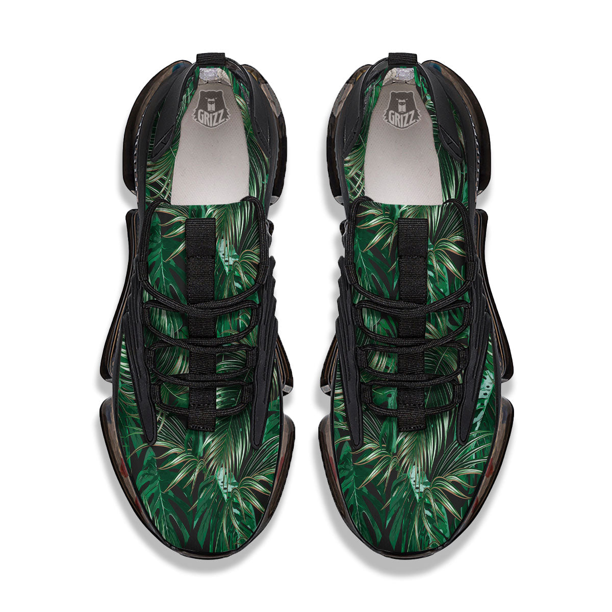 Tropical Palm Tree Print Pattern Black Gym Shoes-grizzshop