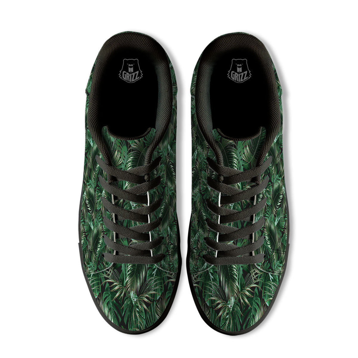 Tropical Palm Tree Print Pattern Black Low Top Sneakers-grizzshop