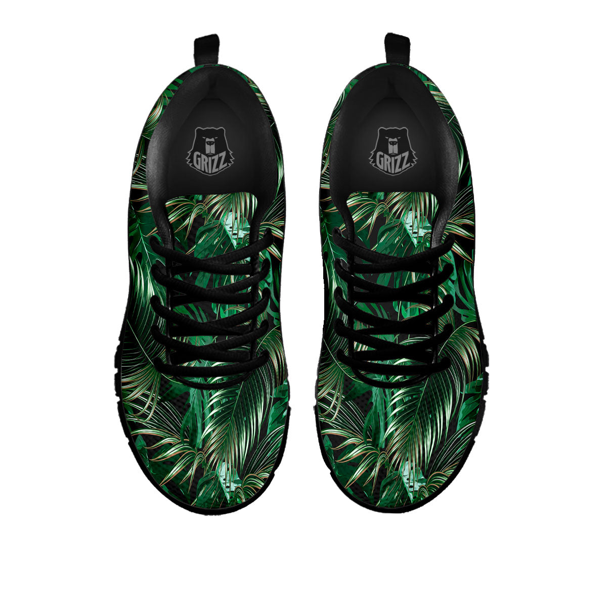 Tropical Palm Tree Print Pattern Black Sneaker-grizzshop