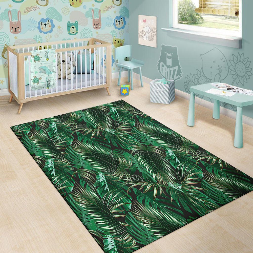 Tropical Palm Tree Print Pattern Floor Mat-grizzshop