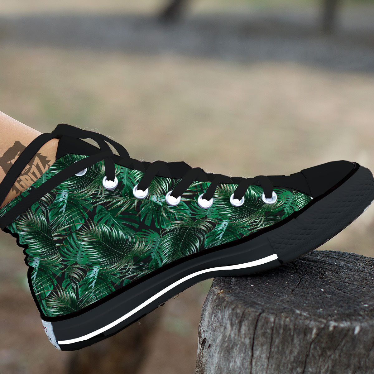 Tropical Palm Tree Print Pattern High Top Shoes-grizzshop
