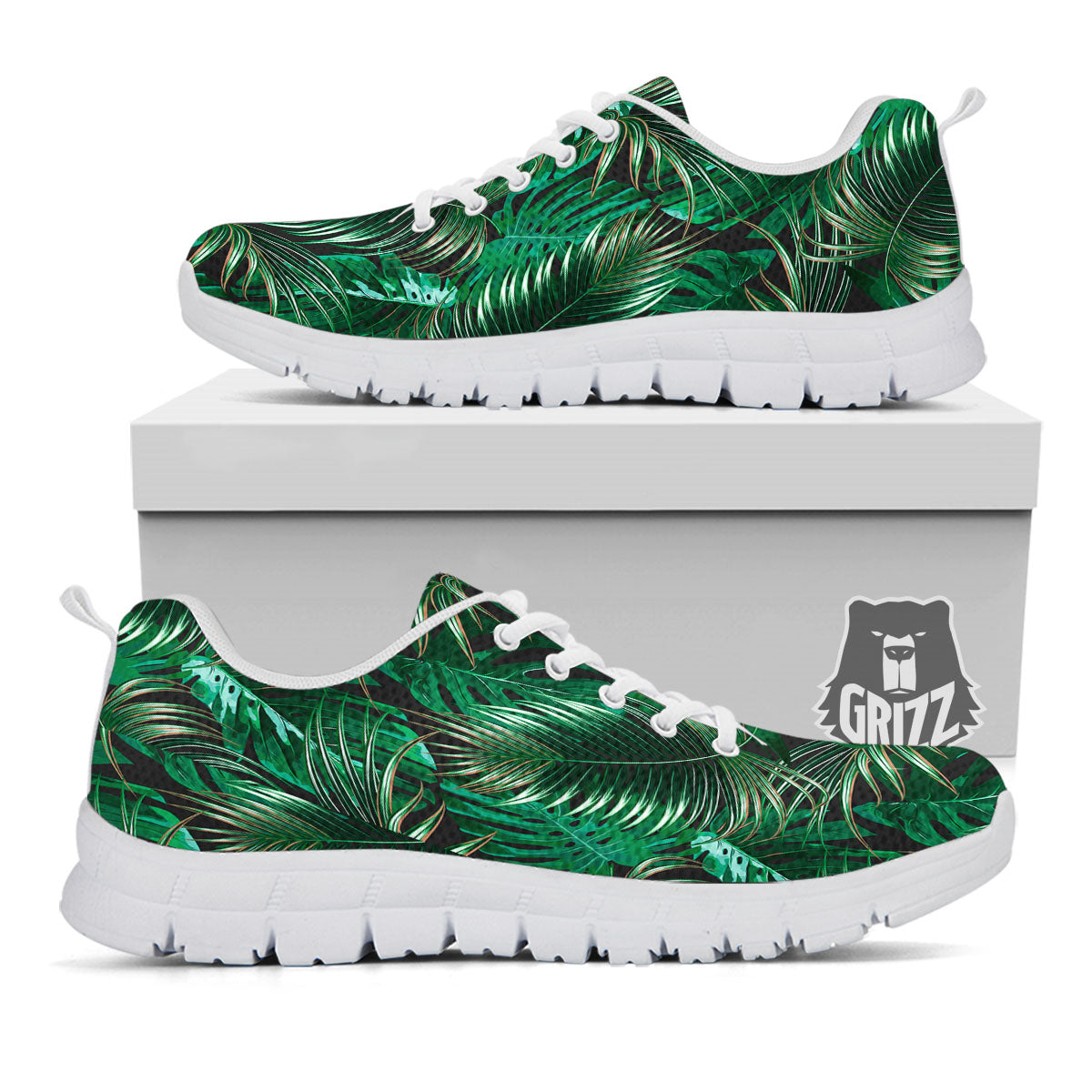 Tropical Palm Tree Print Pattern White Sneaker-grizzshop