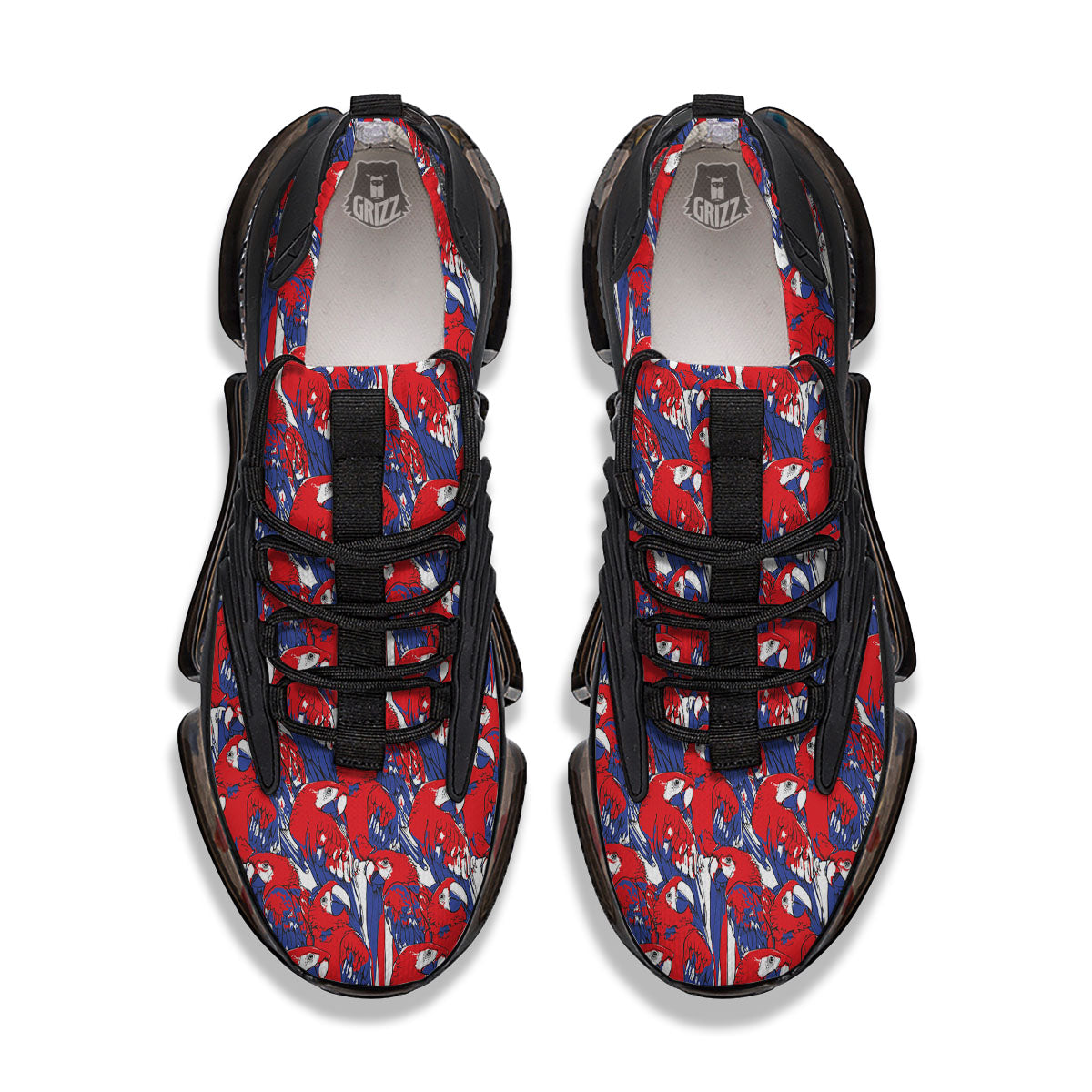 Tropical Parrot Print Pattern Black Gym Shoes-grizzshop