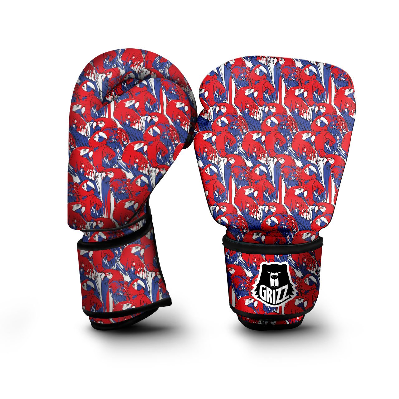 Tropical Parrot Print Pattern Boxing Gloves-grizzshop