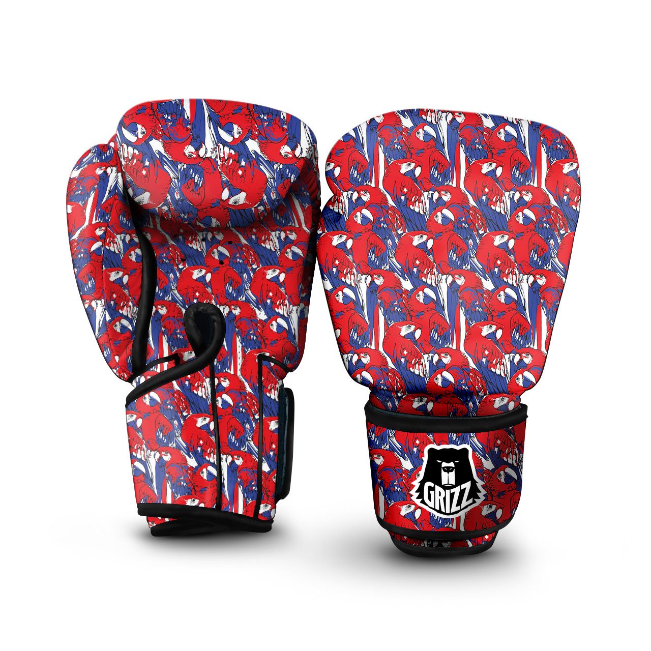 Tropical Parrot Print Pattern Boxing Gloves-grizzshop