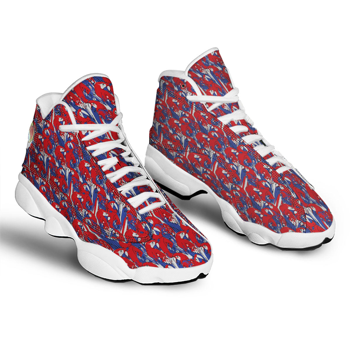 Tropical Parrot Print Pattern White Basketball Shoes-grizzshop