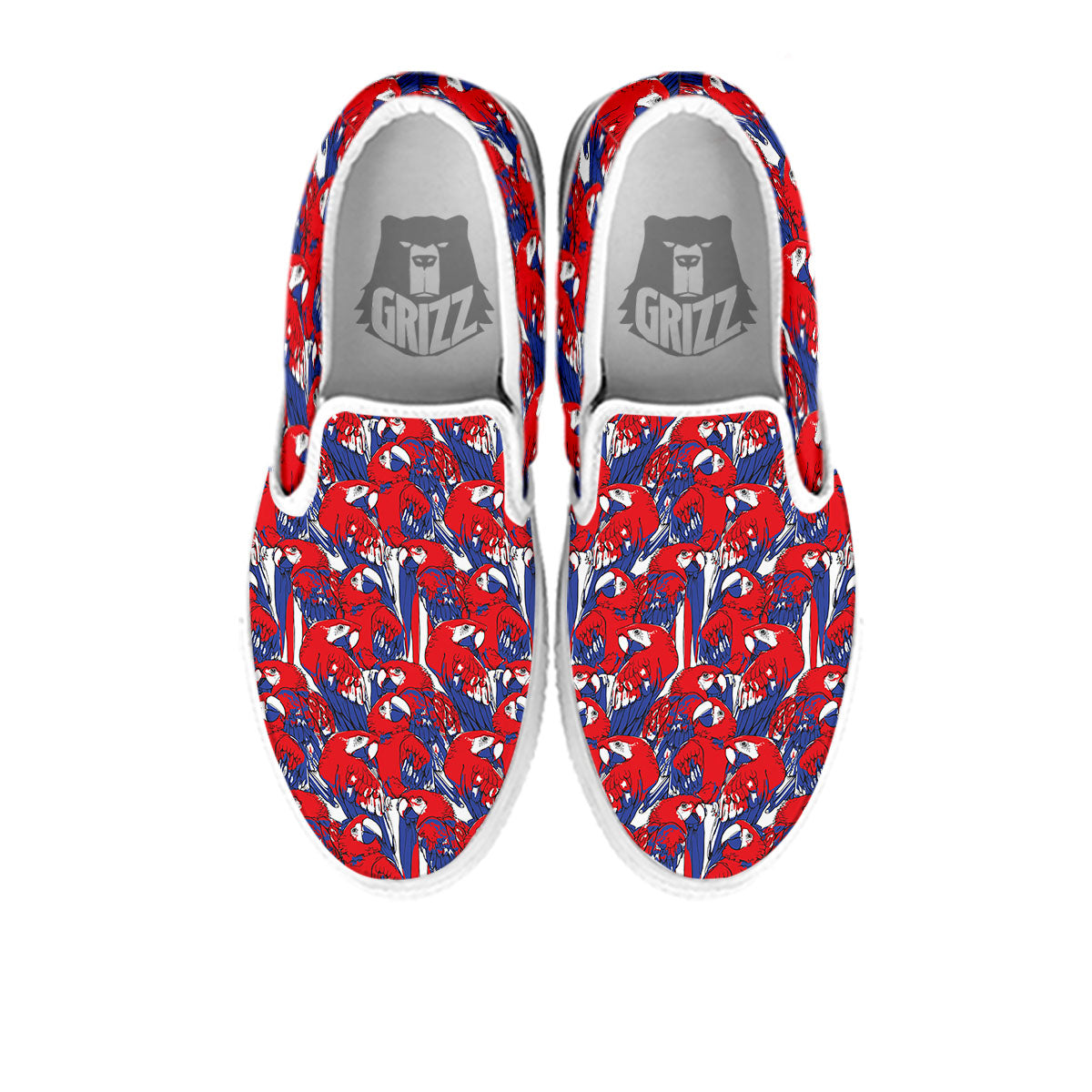 Tropical Parrot Print Pattern White Slip On Shoes-grizzshop