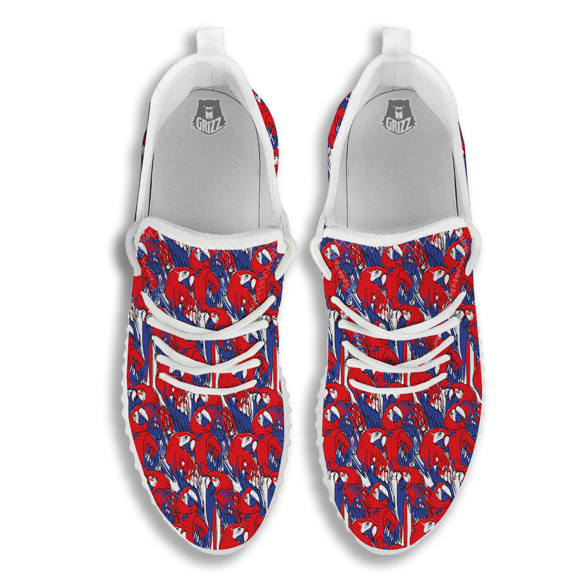 Tropical Parrot Print Pattern White Walking Shoes-grizzshop