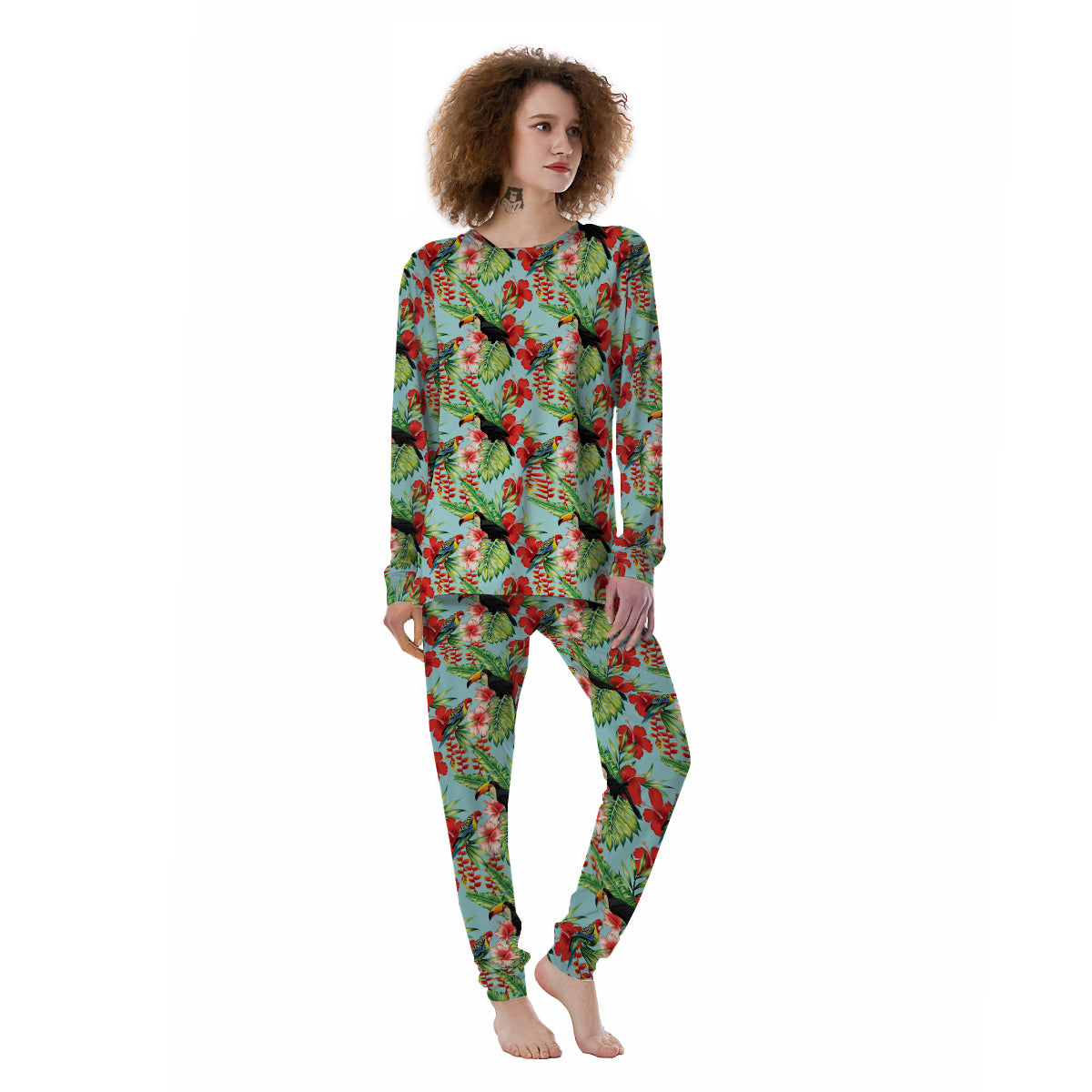 Tropical Parrot Toucan Print Pattern Women's Pajamas-grizzshop