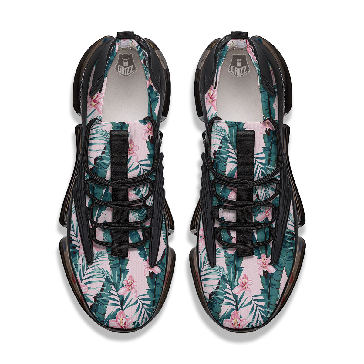 Tropical Pink Hawaiian Print Pattern Black Gym Shoes-grizzshop