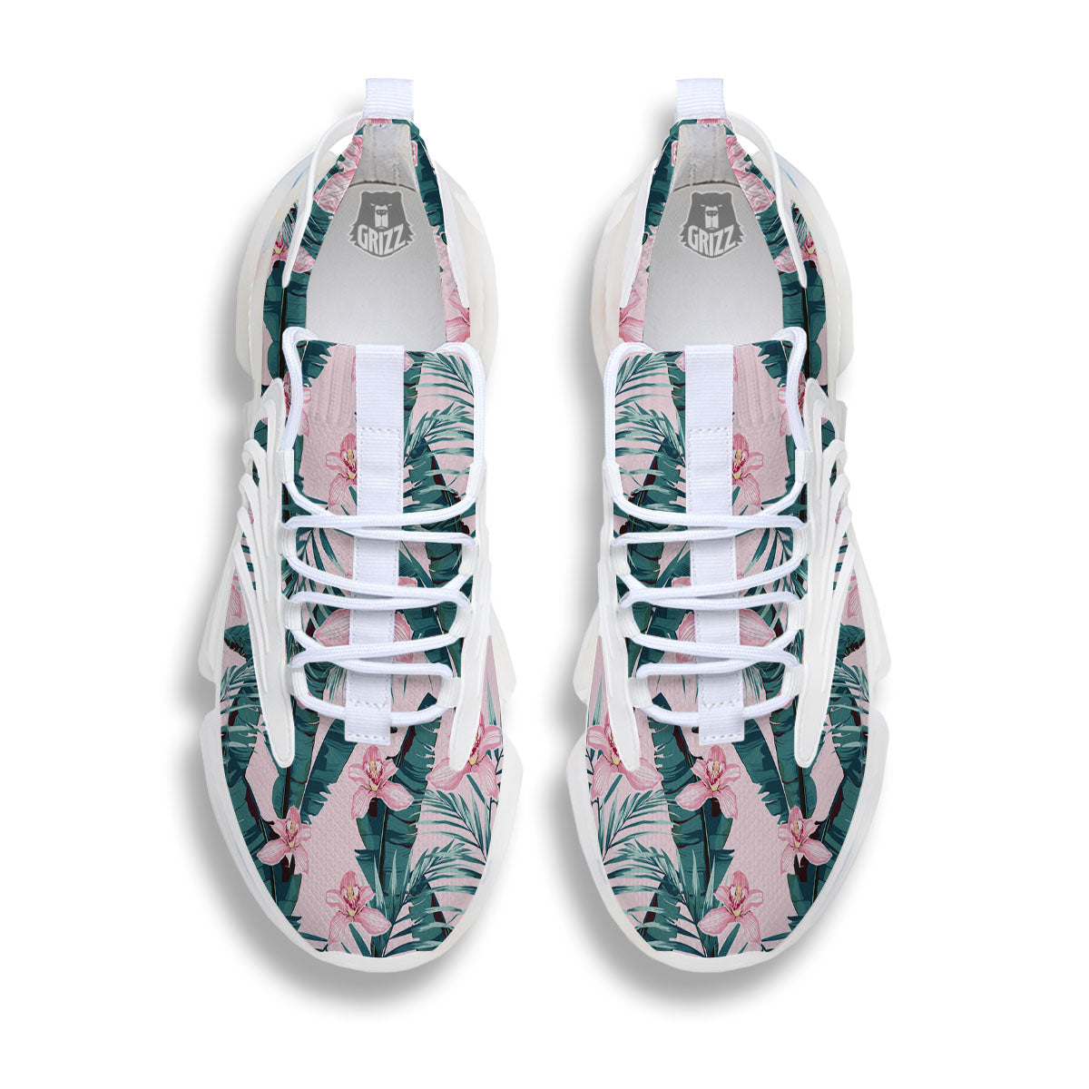 Tropical Pink Hawaiian Print Pattern White Gym Shoes-grizzshop