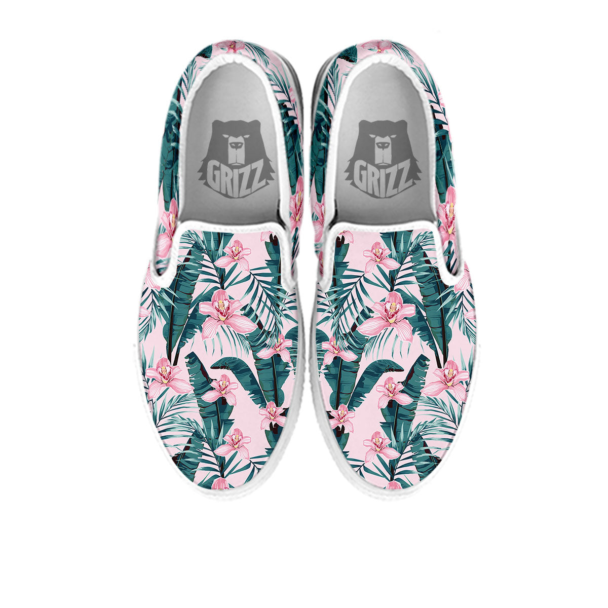 Tropical Pink Hawaiian Print Pattern White Slip On Shoes-grizzshop
