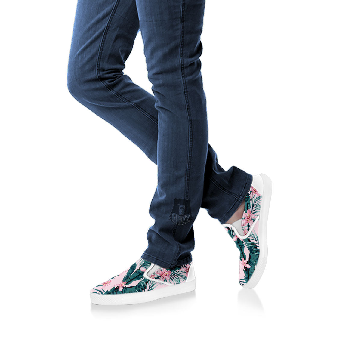 Tropical Pink Hawaiian Print Pattern White Slip On Shoes-grizzshop