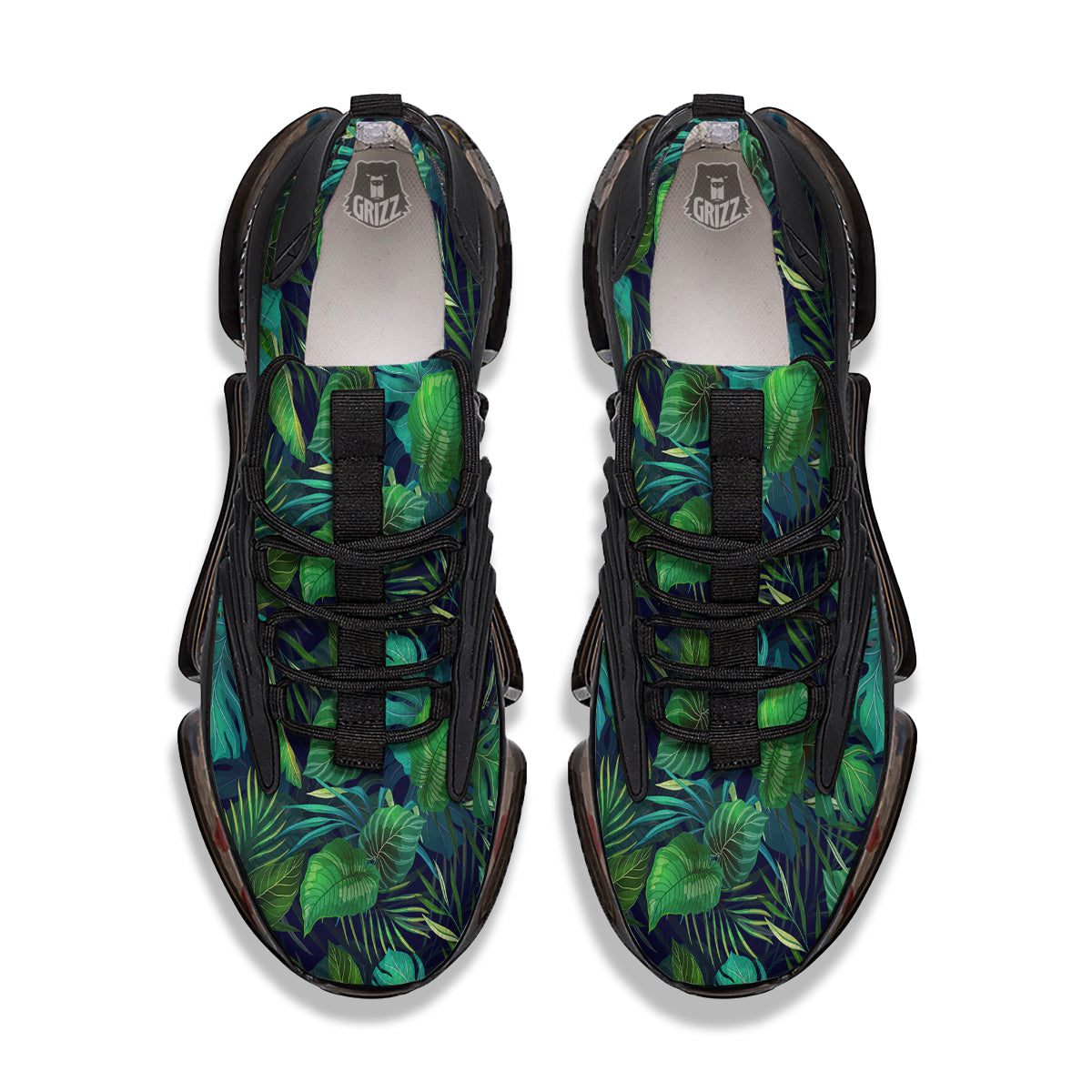 Tropical Plants Hawaiian Print Pattern Black Gym Shoes-grizzshop