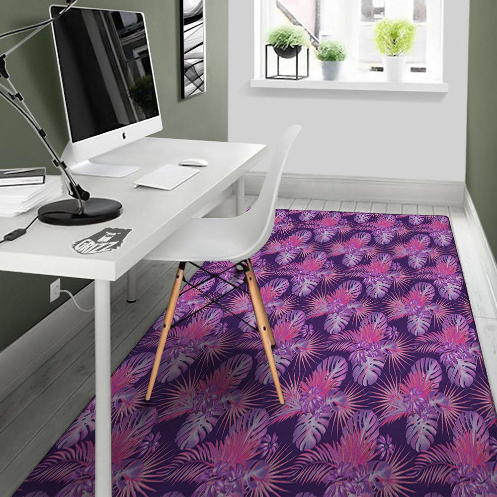 Tropical Purple Print Pattern Floor Mat-grizzshop