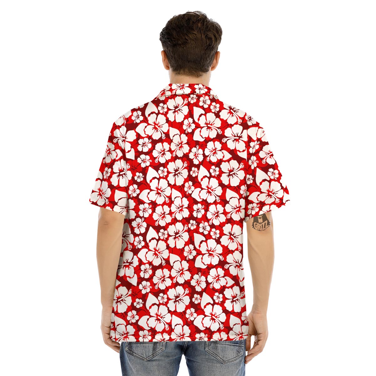 Tropical Red Hawaiian Print Pattern Men's Hawaiian Shirt-grizzshop