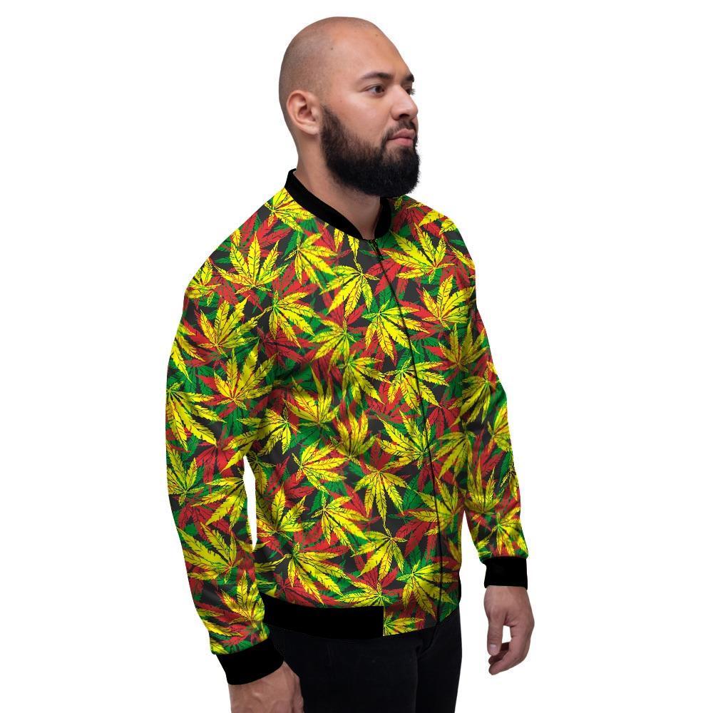 Tropical Reggae Leaf Men's Bomber Jacket-grizzshop